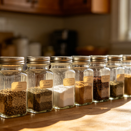 Clear Glass Kitchen Spice Storage Jars