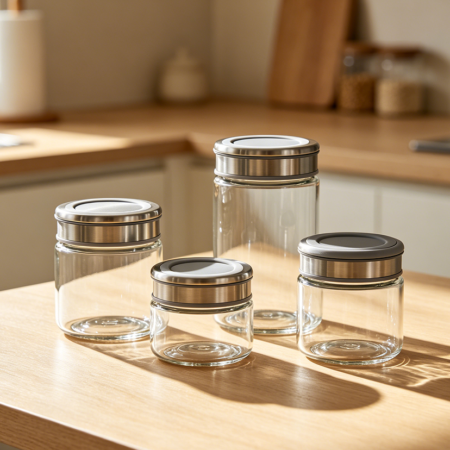 Modern Airtight Glass Seasoning Container Set
