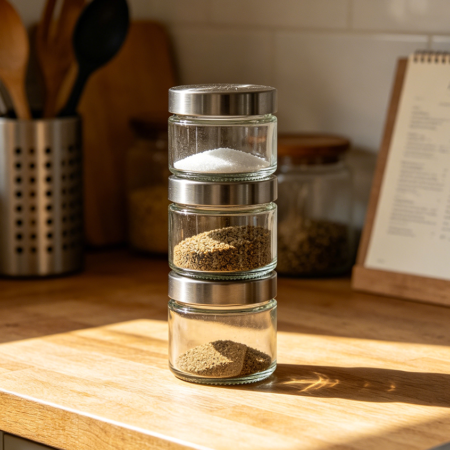 Stackable Glass Spice Organizer Kitchen Containers