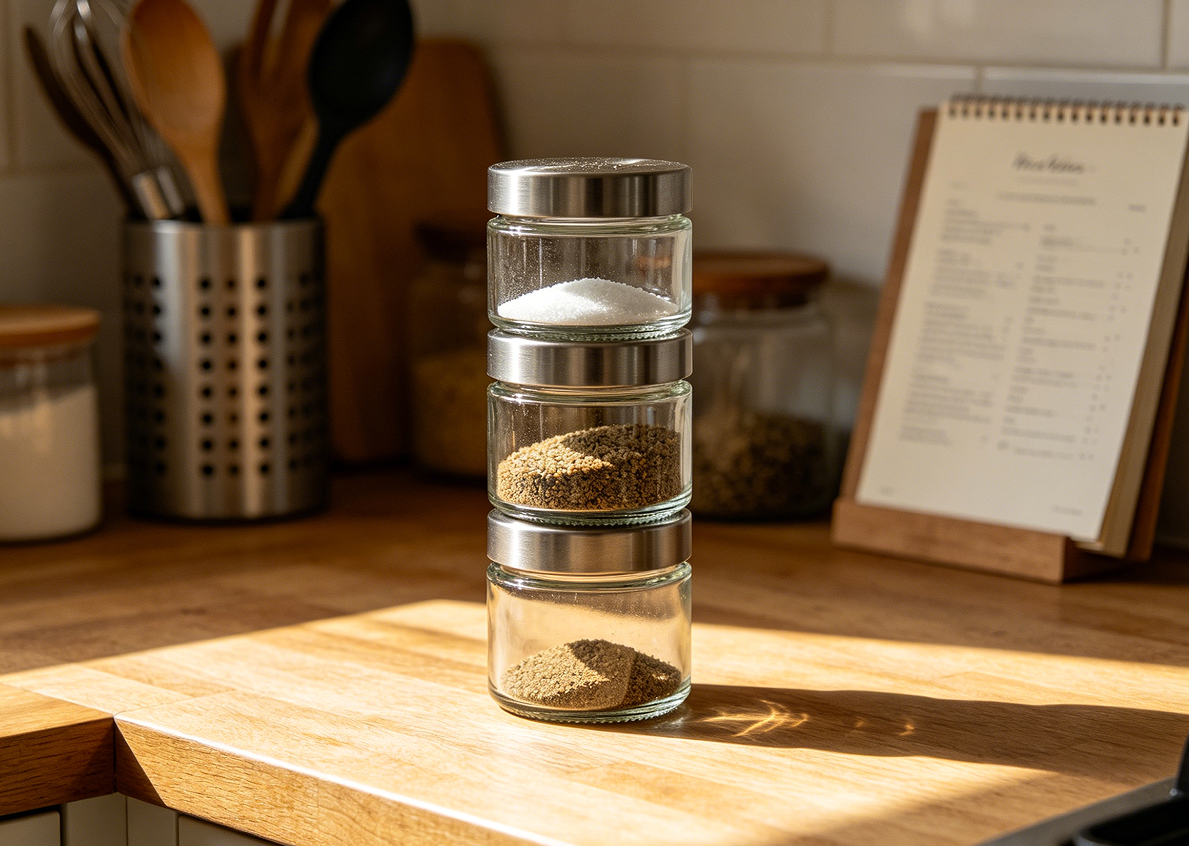 Stackable Glass Spice Organizer Kitchen Containers